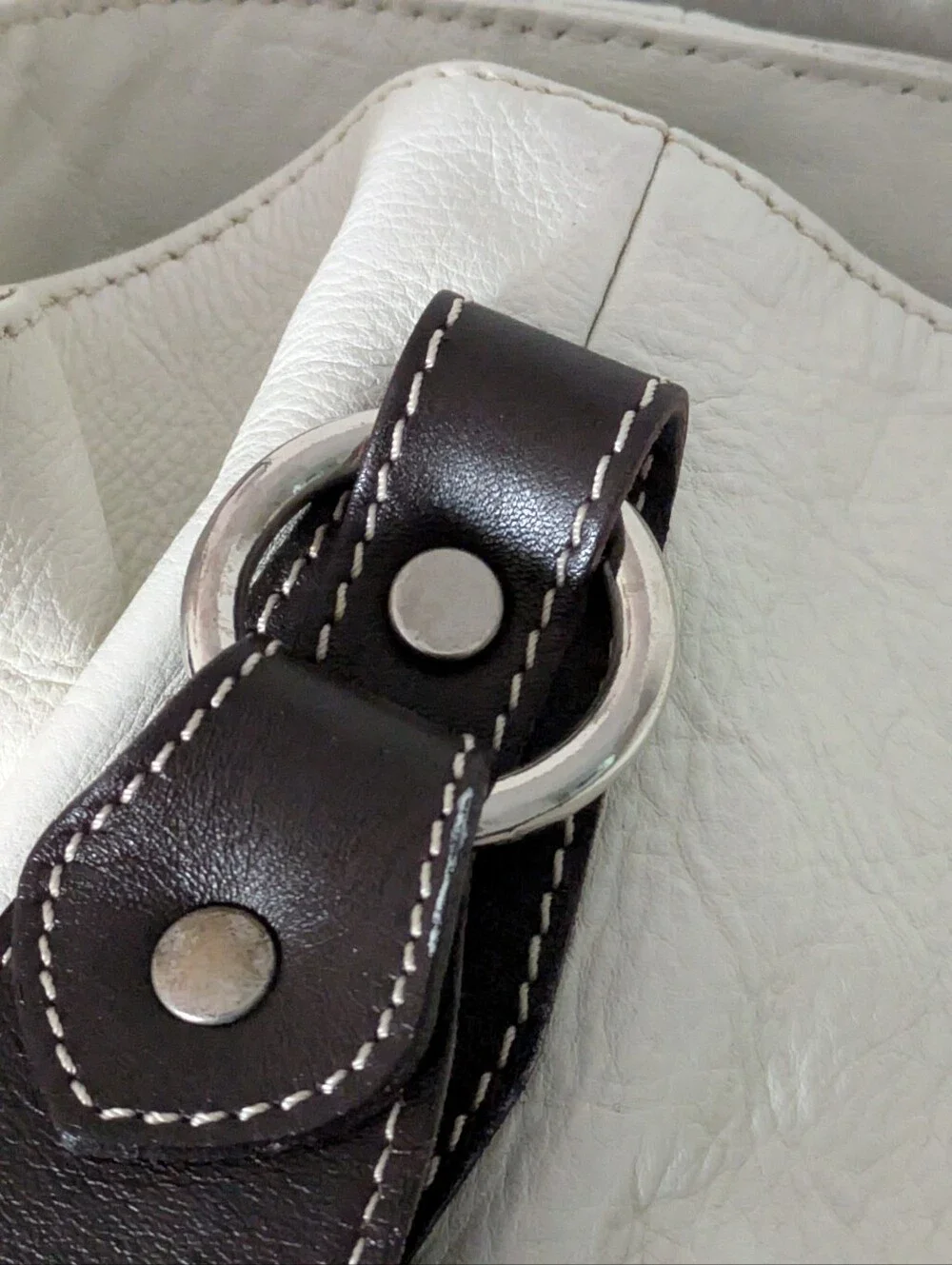 Cavalcanti Cream And Brown Slouchy Tote Hobo 2005-2009 Italian Leather